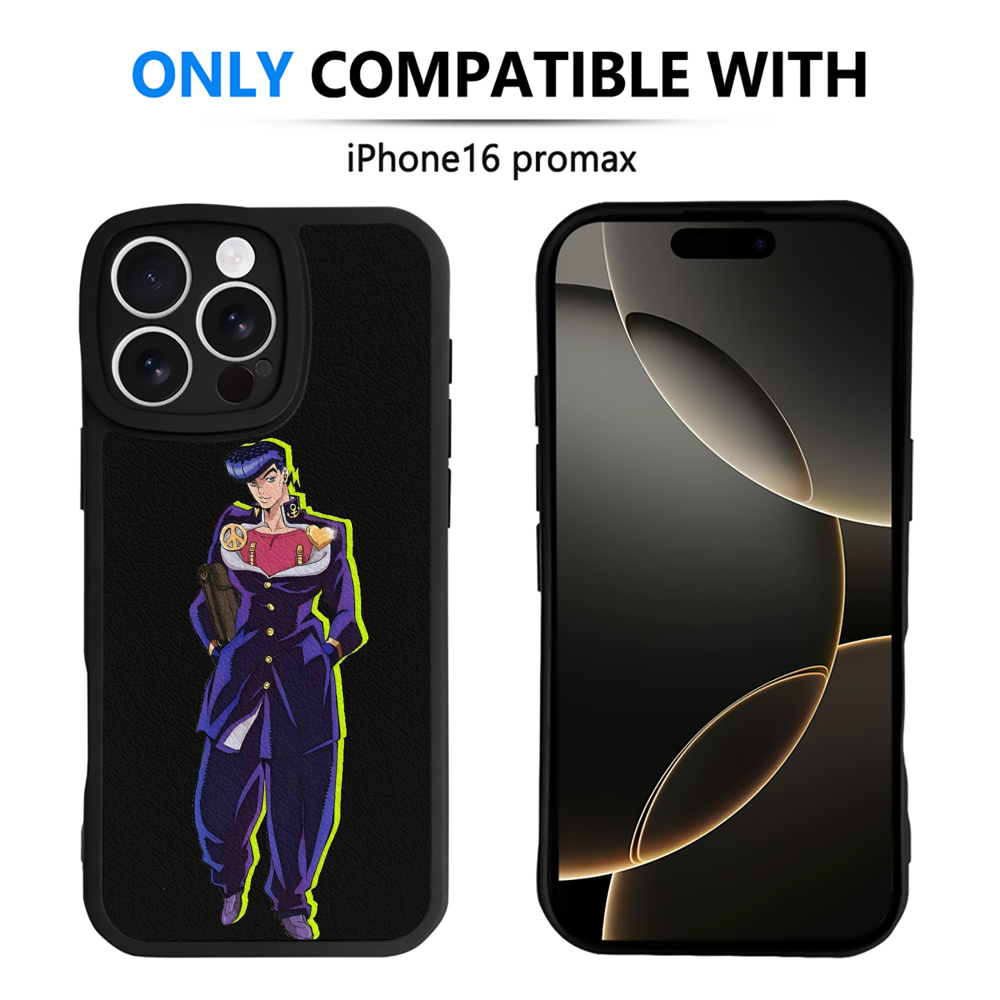 （画像用） ジョジョの奇妙な冒険 ひがしかた じょうすけ JoJo's Bizarre Adventure Higashikata Josuke 【iPhone 16シリーズ対応】シリコンスマホケース（レザー調） 材質：シリコン